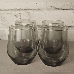IKEA IVRIG Gray Stemless Glasses Set of 4 Smoky Tumbler Cups